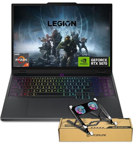 Lenovo Legion 5 Gen 10 RTX 5070 Gaming Laptop, 15.1 WQXGA 165Hz, AMD Ryzen AI 7 350, 32GB DDR5 RAM, 1TB SSD, RGB Backlit KB, RJ-45, Wi-Fi 6, Bundle with PCO Laptop Cooler, Black, Windows 11 Home