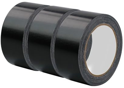 HOMKITEN 50m x 50mm Panzertape Schwarz Wasserfest Extra Stark 3 Rollen, Hochwertiges Klebeband Duct Gaffer Tape Panzerband für Rohre und andere Reparaturen
