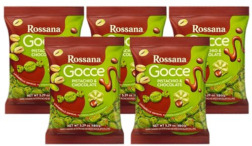 5X Rossana Gocce Pistachio e Chocolate Caramelle Ripiene al Pistacchio e Cioccolato 150g