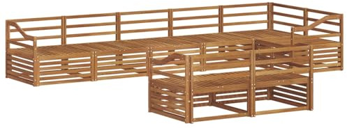 vidaXL Outdoor-Sofagarnitur 8 pcs Natur, Modulares Outdoor-Sofa-Set, Robustes Garten-Lounger, Acacia-Möbel für Terrasse, Moderne Sitzgelegenheit