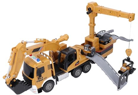 Asixxsix Jouet de Pelle de Construction, Jouets de Construction de Conception Technique Réaliste Alimentés par Batterie à Double Chenilles, Mini Pelle avec Accessoires pour Les Tout-Petits de 3 à 5