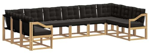 vidaXL Outdoor-Sofagarnitur mit Kissen 10 pcs Weiß und Schwarz, Gartenmöbel, modernes Outdoor-Sofa, bequemes Lounge-Set für Ihre Terrasse, robust und stylisch