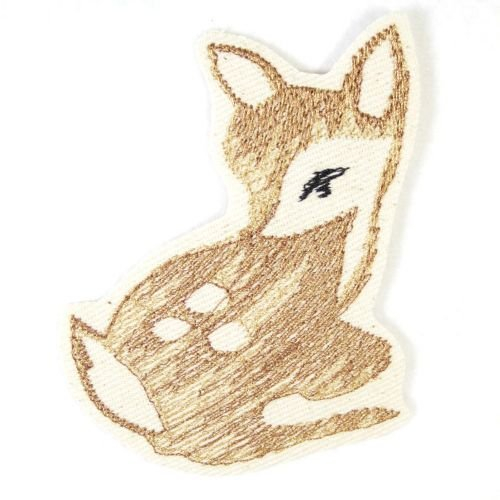 Bügelbild Patch Reh Flicken zum aufbügeln 10 x 7,5 cm Aufnäher zum bügeln Flickli Bügelflicken gestickte Applikation hochwertige Bügelflicken für Kinder