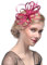 Amorar Damen Fascinator Hair Clip Hut Bankett Hut Stirnband Feder Blume Schleier Bowler Braut Hut für Cocktail Hochzeit (Rose Rot)