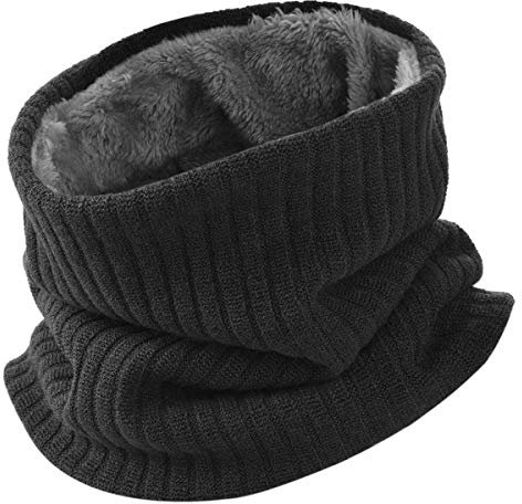 HIDARLING Winter Nackenwärmer 3 in 1 Warme Strick Schal mit Fleecefutter für Frauen & Männer (schwarz)