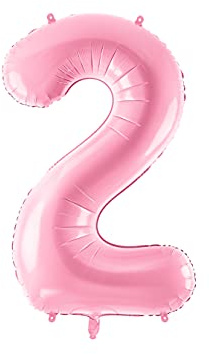 PartyDeco Folienballon Nummer 2 Rosa-Geburtstag Hochzeit Jahrestag Folienballon Nummer 2- Rosa Größe ca. 86 cm Geburtstag Hochzeit Verlobung Silvesterparty Folienballon Hel Deko Geburtstag
