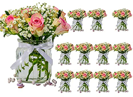 casavetro Teelichtgläser Set Kerzenhalter Glas (12 er Pack-Konku+WS) Teelicht Kerzen Windlicht Hochzeit Party kleine Vase Tisch Deko-Licht