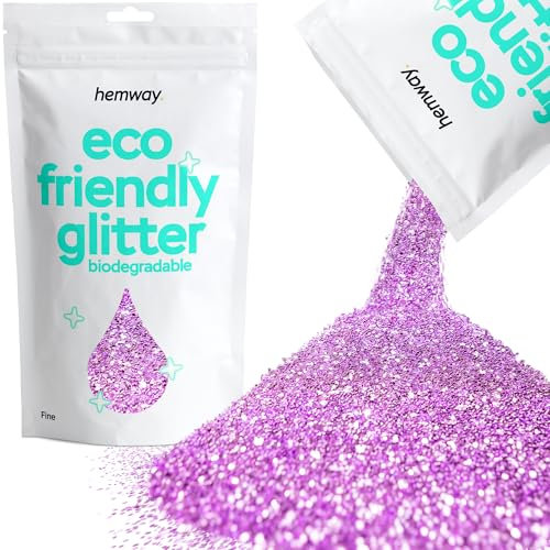 Hemway Eco Friendly Biodegradable Glitter - Lavender Purple | 100g Fine Plant-Based Metallic Flakes for Arts & Resin Crafts | Bio Supplies for Festival, Hair, Face, Body & Nail Art Decoration