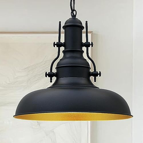 bamyum Pendelleuchte Vintage Schwarz Industrial Ø31 cm, Nota Küchenlampe Hängend Vintage, Hängelampe Esstisch Wohnzimmer, Lampenschirm Hängelampe Industrial Style, Pendelleuchte Schwarz, Küchenlampe