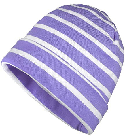 modAS Mütze Maritime Rollmütze Unisex für Kinder und Erwachsene – Ringelmütze Baumwollmütze mit Streifen in Magnolia/Blau bis 52 cm Kopfumfang (Kleinkind)