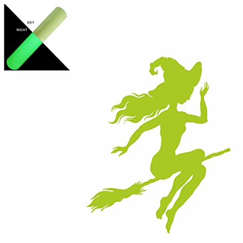 AMA SHOP PVC-Aufkleber für Hexe, neongelb, für Wandaufkleber, Laptop, Aufkleber für Helm, Motorrad, Boot, Wohnmobil, Auto, PC