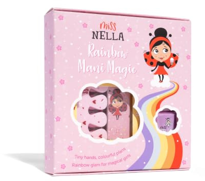 Miss Nella NAIL KIT & NAIL POLISH- kids Accessories set + Miss Nella Bubble Gum Varnish- peel off polish, nail stickers, tattoos, nail filer & toe separators- all designed foe children hands & toes