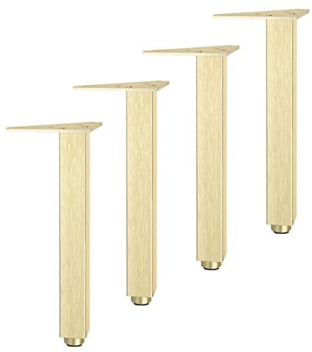 Aluminum Furniture Legs Brushed Gold Furniture Feet Adjustable Cabinet Legs Metal Sofa Legs for Couch Tea Table Bed Legs, Set of 4 (20cm/7.9in)