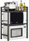 JOYART Microwave Oven Rack Expandable, 3 Tier Microwave Shelf Stand, Kitchen Baker's Rack, Carbon Steel Microwave Holder, Counter Shelf Organiser with 8 Hooks, Heavy Load 55lb, Width 44-60cm, Black