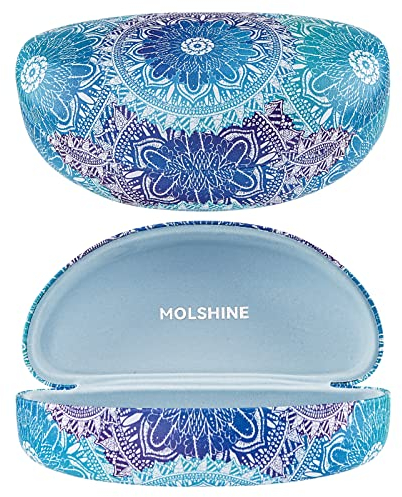 molshine Hartschalen-Sonnenbrillenetui, großes Hardcase Brillenetuis für Damen und Herren,übergroße Sonnenbrillen(Mandala)