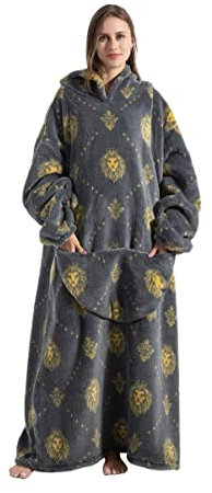Pterygoid Extra Long Oversized Blanket Hoodie,Wearable Hooded Blanket Adult for Women&Men,Hoodie Blanket with Pocket,Fleece Throw Sweatshirt