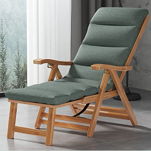 Zero Gravity Liegestuhl, Faltbare Schaukelstühle aus Holz, Sonnenliegen, Stühle und Liegestühle, zusammenklappbare Wippe for den Außenbereich aus Bambus, mit Armlehnenkissen, tragbare Liege (Color :