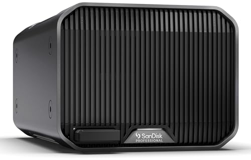 SanDisk PROFESSIONAL G-RAID MIRROR 44 TB (RAID mit Redundanz, Desktop-RAID-Array, 2 Bays, Enterprise-Klasse mit 7.200 U/min, 260 MB/s Lesen, 250 MB/s Schreiben, 2x Thunderbolt 3, SSD-Mag-Slot) Schwarz