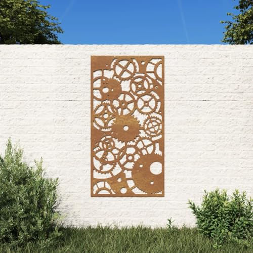 INLIFE Garten-Wanddeko 105x55 cm Cortenstahl Zahnrad-Design,2,17 KG,824492