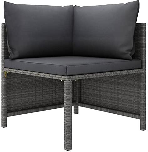Chaduof Modulares Ecksofa mit Kissen, Lounge Sofa Outdoor, Garten Loungemöbel, Gartensofa, Gartenlounge, Balkon Set Möbel, Grau Poly Rattan