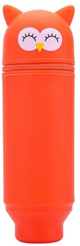 HOVIN Trousse Kawaii Animaux Silicone Trousse Rétractable Trousses, Hibou Orange