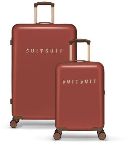 SUITSUIT Fab Seventies – Kofferset 2-teilig – Handgepäck-Koffer 55 cm – Check-in Koffer 76 cm – TSA-Schloss – Rot