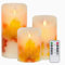 Justup LED-Kerzen, Set von 3 Flackernde Kerzen mit Fernbedienung und Timer, dimmbare LED Säulen Kerzenlicht batteriebetrieben, elektrische Kerzen für Herbst Halloween Thanksgiving Dekor (Ahornblatt)
