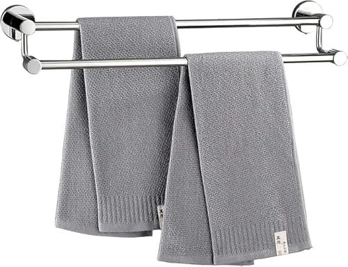 Barre porte-serviettes double en acier inoxydable 304, finition chromée brossée, porte-serviettes mural, étagère de rangement for serviettes suspendues for salle de bain ou accessoire de cuisine(100cm
