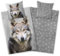Aminata kids Biber Bettwäsche Wolf-Motiv 135x200, Flanell Baumwolle mit Winter-Landschaft, Bettwäsche-Set Wölfe beige, warm & weich für Mädchen Jungen Erwachsene