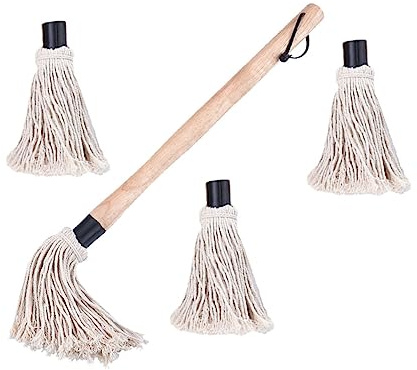 CAXUSD Replaceable Kitchen Oil Brush Cooking Brush with Wood Handle and Cotton Yarn Bristles Easy to Clean for Steak Frying and Kitchen Baking Random Color