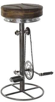 AlexandreHouse Hocker aus Metall, Leder, 44 x 41 x 82 cm, braune Pedale