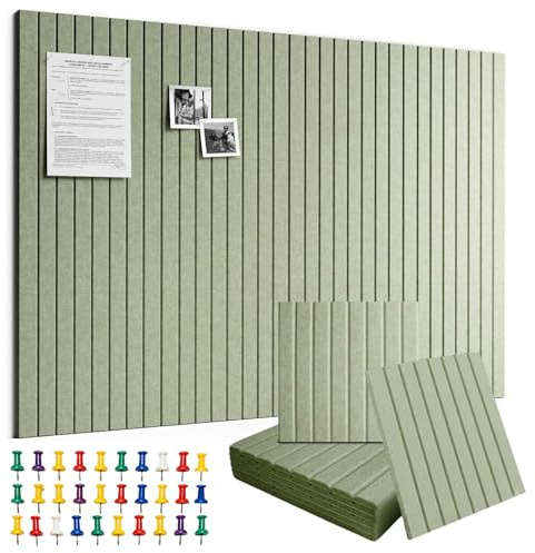 VIDSTW Tableau en Feutre Adhésif Décoratif Haut de Gamme 90 x 60 cm（Vert） | Polyester Tableau Affichage Mural Panneau liege Avec 30 Pièces Picots Panneau Affichage pour La Décoration Murale