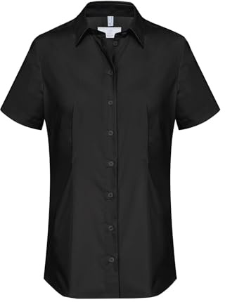 GREIFF Größe 36 Corporate Wear Basic Damen Bluse Halbarm Regular Fit Schwarz Modell 6516