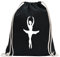 Kiwistar - Turnbeutel - schwarz - Ballerina Primaballerina - Fun Rucksack Sport Beutel Gymsack Baumwolle mit Ziehgurt