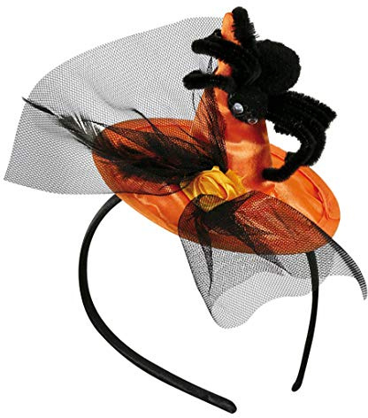 KarnevalsTeufel Haarreif mit Hexenhut in DREI Erwachsene Halloween Accessoire (Orange)
