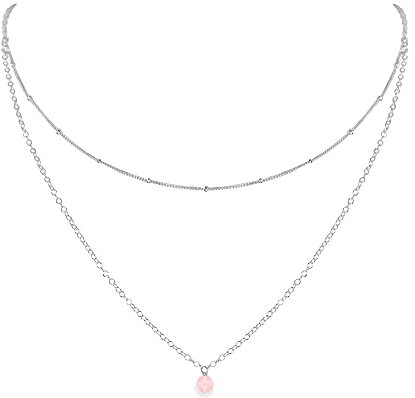 Rose Quartz Layered Choker in Sterling Silver