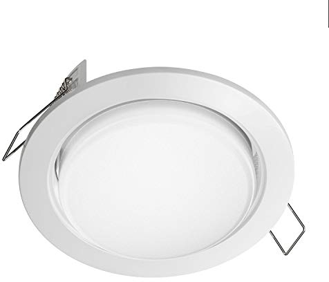 ledscom.de LED Einbaustrahler Zobe flach GX53 weiß rund 6,194W 541lm warmweiß 3-Stufen Dimmen ohne Dimmer mit Lichtschalter 107mm Ø Lochkreis 90mm Ø