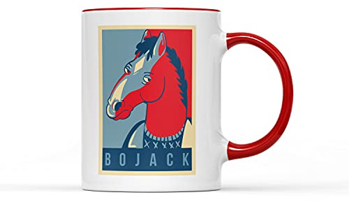 SMARTYPANTS BoJack TV Series Horseman Head Mug - Ceramic Coffee Tea Hot Drinks Cup Gift (Red Handle)