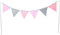 PREMYO Wimpelkette Kinderzimmer Mädchen Stoff - 6 Wimpel Girlande Bunt Beidseitig - Babyzimmer Deko Rosa Grau