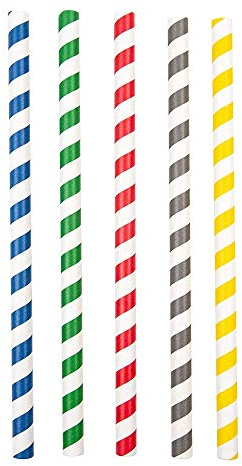50 unité - Pailles Droites À Franges Ø1X20 Cm Assorti Papier