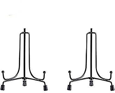 HCHLQLZ Plate Stands for Display - 8 Inch Black Iron Easel Holders - Ideal for Decorative Plates, Picture Frames, Books, Plaques and Table Art - Adjustable and Foldable - 2 Pack