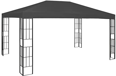 vidaXL Tonnelle Belvédère de Terrasse Chapiteau de Jardin Tente de Réception de Patio Pavillon d'Extérieur Pique-Nique Barbecue 3x4 m Anthracite