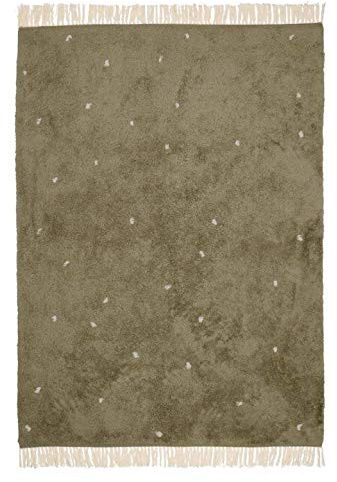 Little Dutch RU10110111 Teppich mit Punkten Pure Olive grün (170x120 cm)