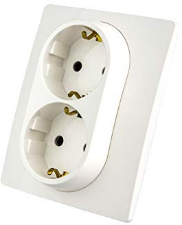 Prise Schuko combinée sur un socle avec double bascule - Blanc alpin - Deux prises Schuko encastrées (2 prises Schuko)