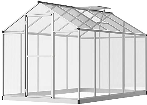 Outsunny - Invernadero de jardín, 3 x 2 m, aluminio y policarbonato, 5,5 m², Fundación Lucare, puerta de pestillo
