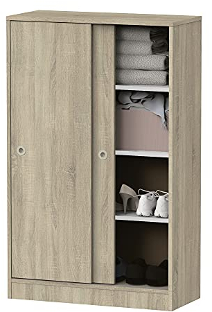 Armario Bajo Auxiliar Turín 2 Puertas 3 Estantes Cambrian Multiusos Almacenaje Mueble 120x74x33 cm