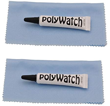 POLYWATCH 2 x Kunststoff-Kratzerentferner-Politur mit Hochleistungs-Tuch, Nylon