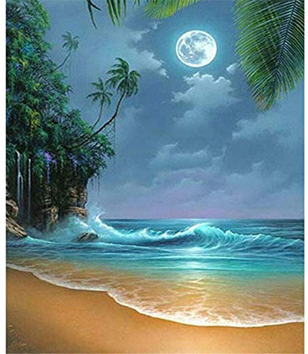 Yingxin34 Puzzle 3000 Teile Mond und Strand Jigsaw Puzzle für Erwachsene Kinder-48.03x31.88 Zoll (122 x 81cm)