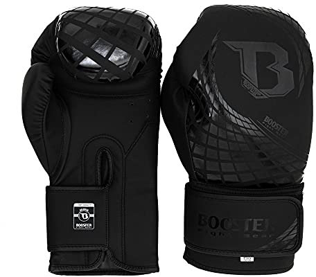 Booster Fightgear Boxhandschuhe Cube Schwarz - Boxhandschuhe für Boxen Kickboxen Sparring Muay Thai (14 oz)