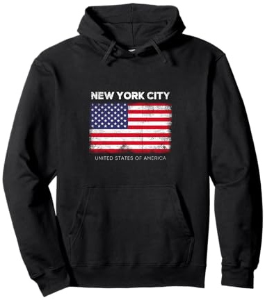 T-shirt vintage New York avec drapeau des États-Unis, New York City Sweat à Capuche